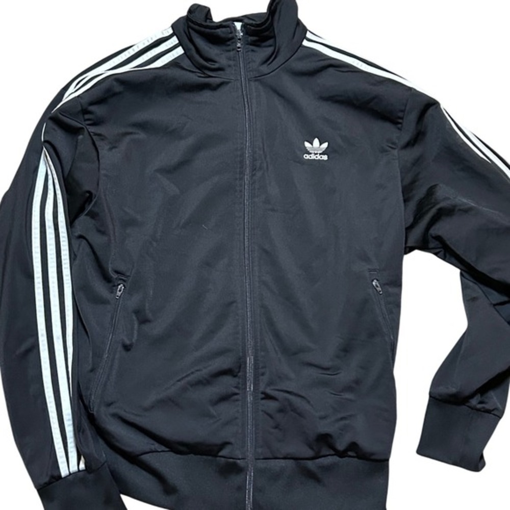 Adidas Track Jacket‎ Black White Stripes Full Zip Logo Athletic Unisex Size L